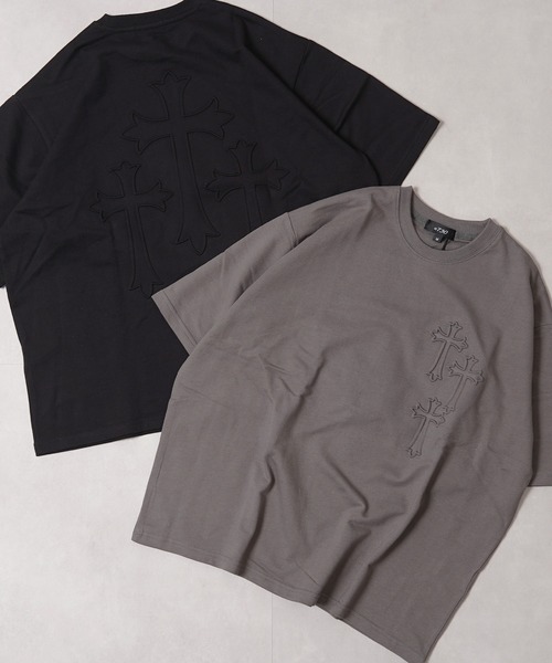 クロスエンボス スウェットTシャツ【セットアップ可能】/ Cross
