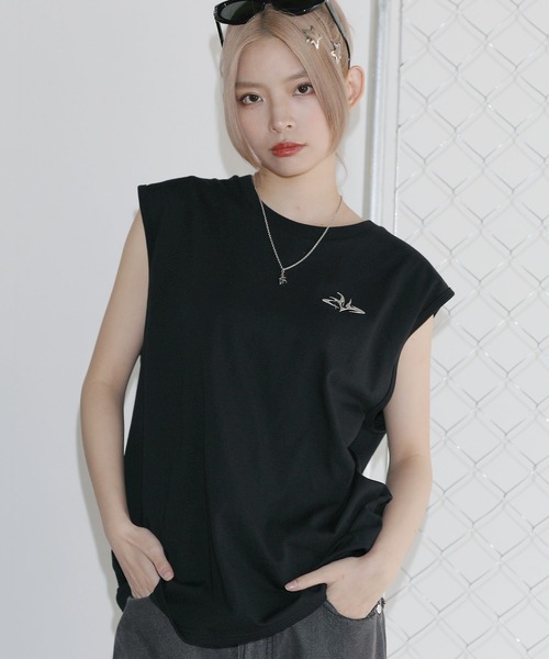 MSG（エムエスジー）の「ヴィンテージライクワンポイントノースリーブ【UNISEX】（タンクトップ・メンズ・ホワイト/ブラック系/ブラック/グレー系・S/M/L/XL）」の3枚目の写真