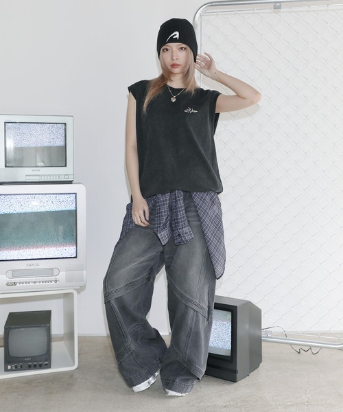 MSG（エムエスジー）の「ヴィンテージライクワンポイントノースリーブ【UNISEX】（タンクトップ・メンズ・ホワイト/ブラック系/ブラック/グレー系・S/M/L/XL）」の13枚目の写真