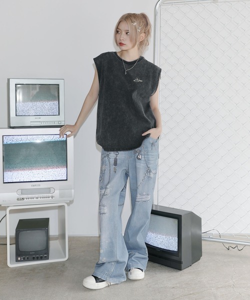 MSG（エムエスジー）の「ヴィンテージライクワンポイントノースリーブ【UNISEX】（タンクトップ・メンズ・ホワイト/ブラック系/ブラック/グレー系・S/M/L/XL）」の20枚目の写真