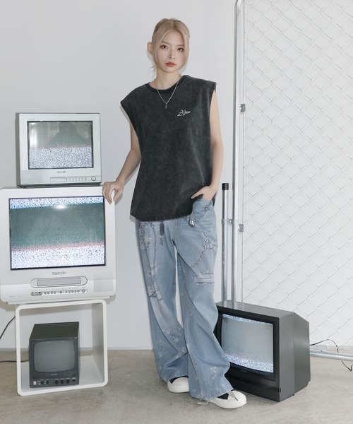 MSG（エムエスジー）の「ヴィンテージライクワンポイントノースリーブ【UNISEX】（タンクトップ・メンズ・ホワイト/ブラック系/ブラック/グレー系・S/M/L/XL）」の22枚目の写真