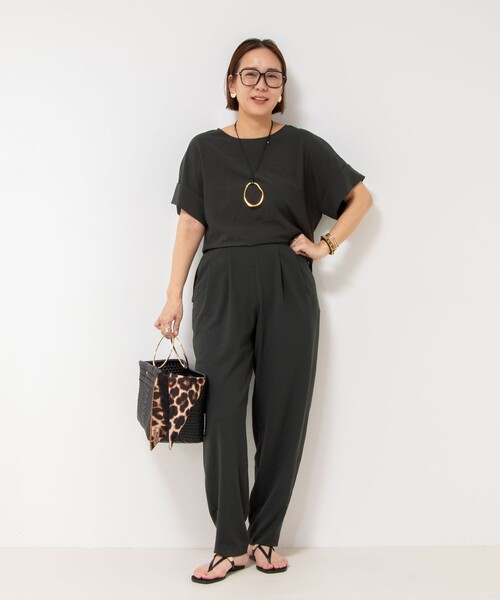 NOLLEY’S（ノーリーズ）の「【松葉☆別注アイテム】《セットアップ対応》エアリージョーゼットイージーバレルパンツ（その他パンツ・レディース・ブラック/チャコールグレー・36/37/38/39）」の6枚目の写真