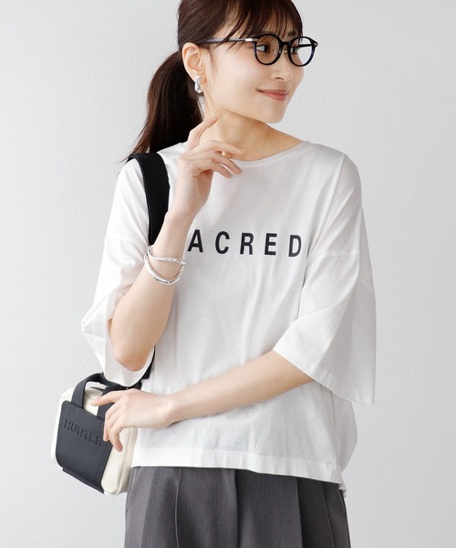 Jines（ジネス）の「SACRED ロゴTシャツ（Tシャツ/カットソー・レディース・ブラウン/ホワイト/ブラック/チャコールグレー・38）」の8枚目の写真