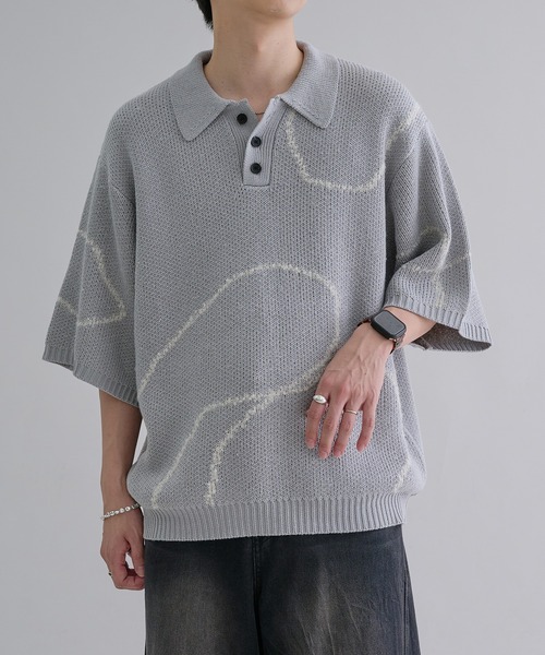 ウェーブラインニットポロシャツ（ポロシャツ）｜epnok（エプノック
