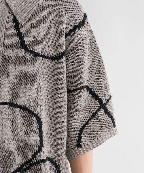 epnok（エプノック）の「ウェーブラインニットポロシャツ（ポロシャツ・メンズ・ダークブルー/グレイッシュベージュ/ベージュ/ダークブラック/アッシュグレー・SMALL/MEDIUM/LARGE）」の11枚目の写真