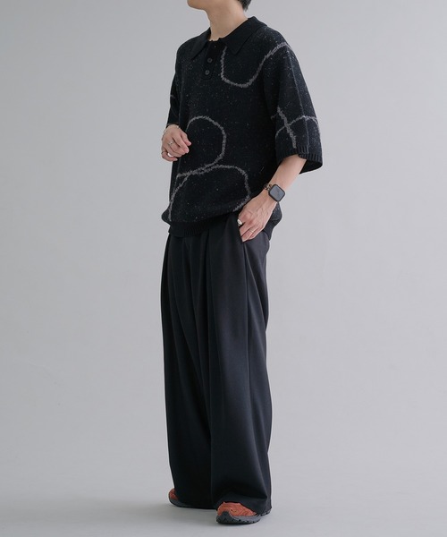 epnok（エプノック）の「ウェーブラインニットポロシャツ（ポロシャツ・メンズ・ダークブルー/グレイッシュベージュ/ベージュ/ダークブラック/アッシュグレー・SMALL/MEDIUM/LARGE）」の18枚目の写真