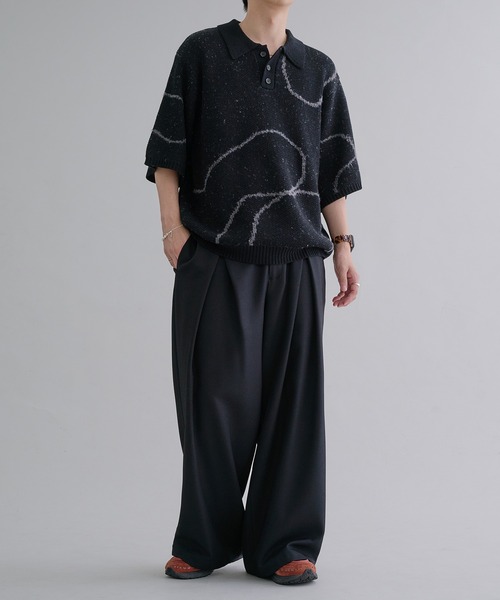 epnok（エプノック）の「ウェーブラインニットポロシャツ（ポロシャツ・メンズ・ダークブルー/グレイッシュベージュ/ベージュ/ダークブラック/アッシュグレー・SMALL/MEDIUM/LARGE）」の20枚目の写真