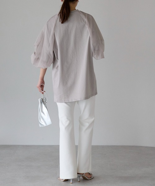 タイムセール　美品⭐セシリーバンセン　 バルーンスリーブ シャツ セール】チュールバルーンスリーブ Tシャツ（Tシャツ/カットソー
