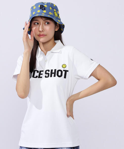 PEARLY GATES（パーリーゲイツ）の「【PEARLY GATES】ポリエステルメッシュ半袖ポロシャツ（ポロシャツ・レディース・ホワイト/ネイビー/イエロー・LARGE/MEDIUM）」の2枚目の写真