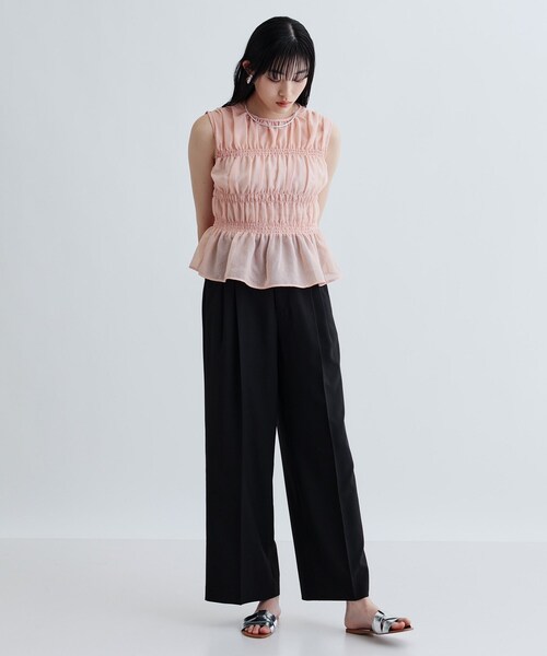 GALLEST（ギャレスト）の「ワッシャーティアードブラウス（シャツ/ブラウス・レディース・ホワイト/ブラック/ピンク・38）」の4枚目の写真