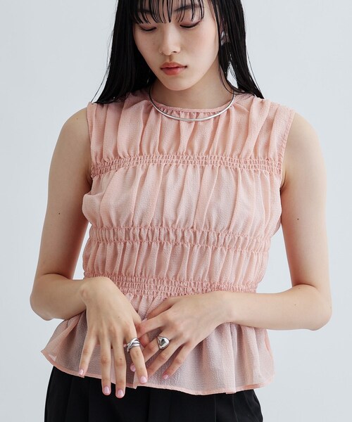 GALLEST（ギャレスト）の「ワッシャーティアードブラウス（シャツ/ブラウス・レディース・ホワイト/ブラック/ピンク・38）」の7枚目の写真