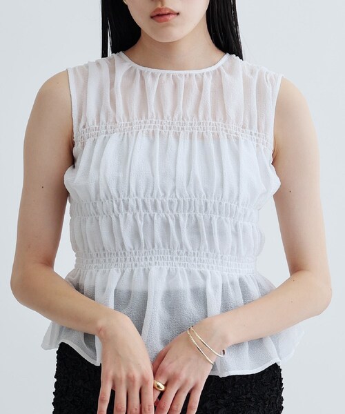 GALLEST（ギャレスト）の「ワッシャーティアードブラウス（シャツ/ブラウス・レディース・ホワイト/ブラック/ピンク・38）」の18枚目の写真