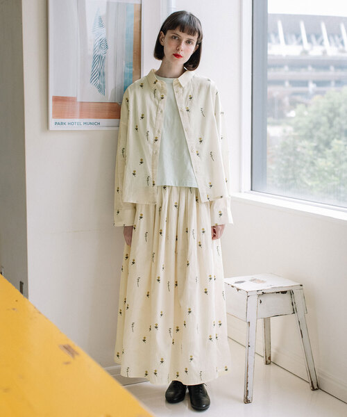 セール】＜made in INDIA＞シロツメクサ刺繍シャツ（シャツ