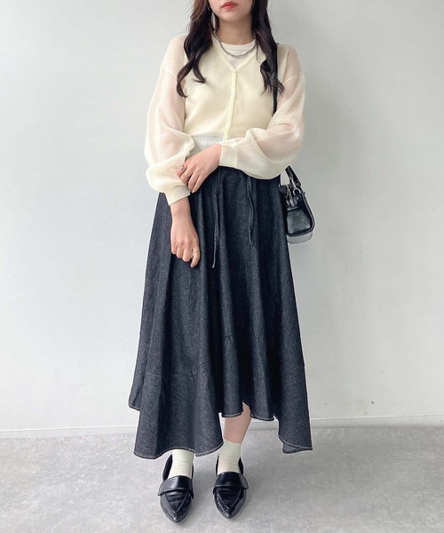 AS KNOW AS plus（アズノゥアズプラス）の「●きらりラメデザイン リブシアーVネックカーディガン（カーディガン/ボレロ・レディース・ピンク/サックスブルー/オフホワイト・FREE）」の22枚目の写真