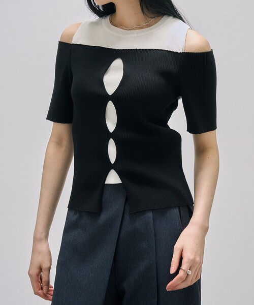 残りわずか！】オフショルダーニットトップス｜ウォッシャブル/サマー