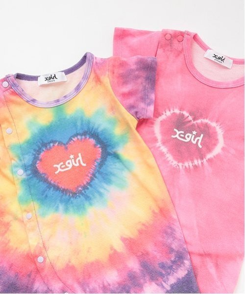 X-girl Stages（エックスガールステージス）の「ハートタイダイショートオール（ロンパース・キッズ・カラフル/ピンク・70cm）」の6枚目の写真