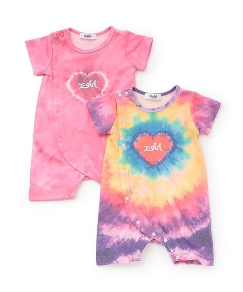 X-girl Stages（エックスガールステージス）の「ハートタイダイショートオール（ロンパース・キッズ・カラフル/ピンク・70cm）」の10枚目の写真