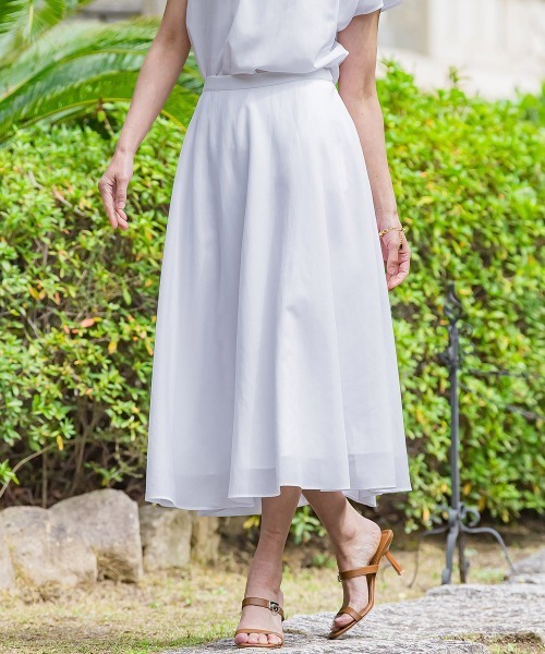 Viaggio Blu(ビアッジョブルー)の「ドライシアーシャンブレースカート≪手洗い可能≫(スカート・レディース・ブルー系その他/ホワイト/ネイビー/ブラック・M/XS/S/L)」の2枚目の写真