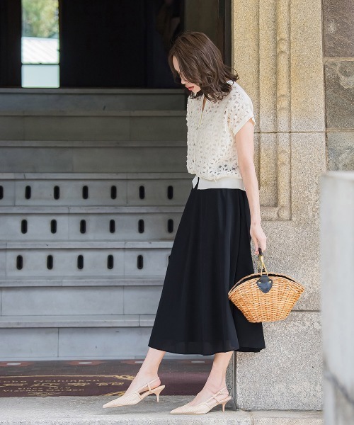 Viaggio Blu(ビアッジョブルー)の「ドライシアーシャンブレースカート≪手洗い可能≫(スカート・レディース・ブルー系その他/ホワイト/ネイビー/ブラック・M/XS/S/L)」の5枚目の写真