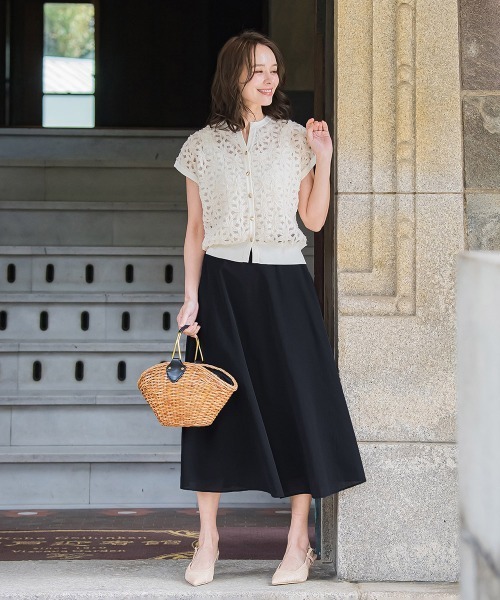 Viaggio Blu(ビアッジョブルー)の「ドライシアーシャンブレースカート≪手洗い可能≫(スカート・レディース・ブルー系その他/ホワイト/ネイビー/ブラック・M/XS/S/L)」の6枚目の写真