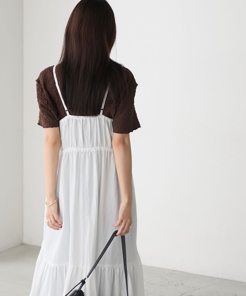 forksy.】シャーリング ティアード リボンキャミワンピース forksy