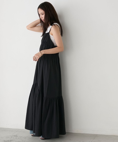 forksy.(フォルクシー)の「【forksy.】シャーリング ティアード リボンキャミワンピース(ワンピース・レディース・ホワイト/ブラック・FREE)」の14枚目の写真