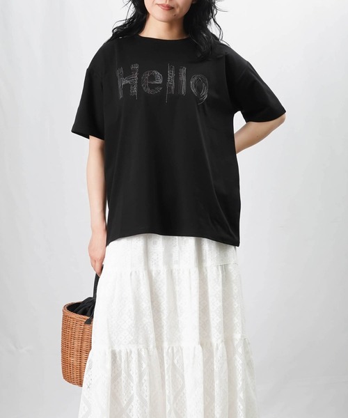「LUCA/LADY LUCK LUCA」 半袖Tシャツ FREE ブラック レディース LADY LUCK LUCA tシャツ LC/LLL 異素材使い半袖プルオーバー