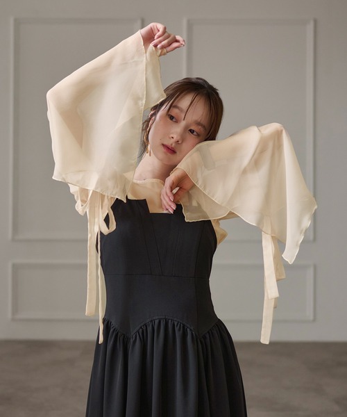 mideal（マイディール）の「2way sheer flare sleeves ribbon tops / 2wayシアーフレアスリーブリボントップス（シャツ/ブラウス・レディース・アイボリー/ブルーグレー/ミント/ピンク・FREE）」の2枚目の写真