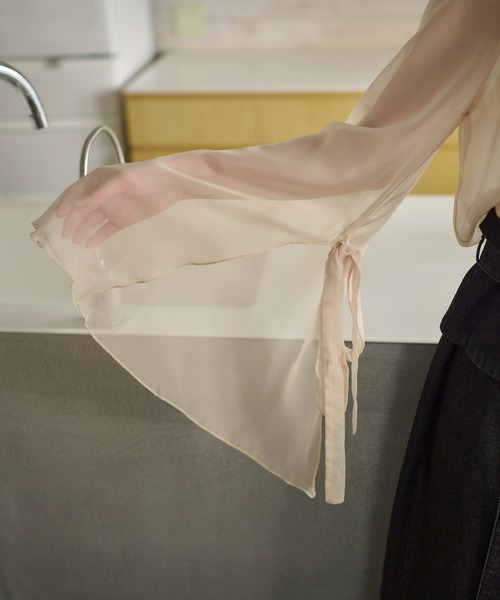 mideal（マイディール）の「2way sheer flare sleeves ribbon tops / 2wayシアーフレアスリーブリボントップス（シャツ/ブラウス・レディース・アイボリー/ブルーグレー/ミント/ピンク・FREE）」の21枚目の写真