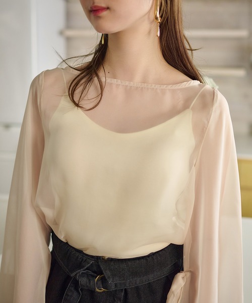 mideal（マイディール）の「2way sheer flare sleeves ribbon tops / 2wayシアーフレアスリーブリボントップス（シャツ/ブラウス・レディース・アイボリー/ブルーグレー/ミント/ピンク・FREE）」の16枚目の写真
