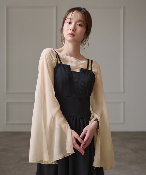 mideal（マイディール）の「2way sheer flare sleeves ribbon tops / 2wayシアーフレアスリーブリボントップス（シャツ/ブラウス・レディース・アイボリー/ブルーグレー/ミント/ピンク・FREE）」の7枚目の写真