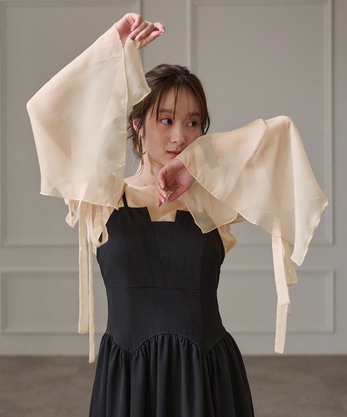 mideal（マイディール）の「2way sheer flare sleeves ribbon tops / 2wayシアーフレアスリーブリボントップス（シャツ/ブラウス・レディース・アイボリー/ブルーグレー/ミント/ピンク・FREE）」の17枚目の写真