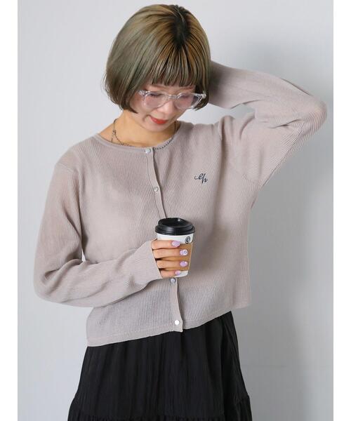 ehka sopo(エヘカソポ)の「ワンポイント刺繍リブカーディガン(カーディガン/ボレロ・レディース・ブルー/グレー/キナリ/ピンク・F)」の3枚目の写真