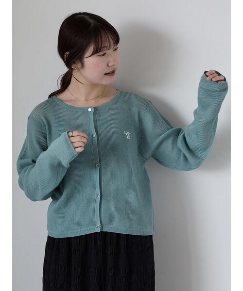 ehka sopo(エヘカソポ)の「ワンポイント刺繍リブカーディガン(カーディガン/ボレロ・レディース・ブルー/グレー/キナリ/ピンク・F)」の1枚目の写真