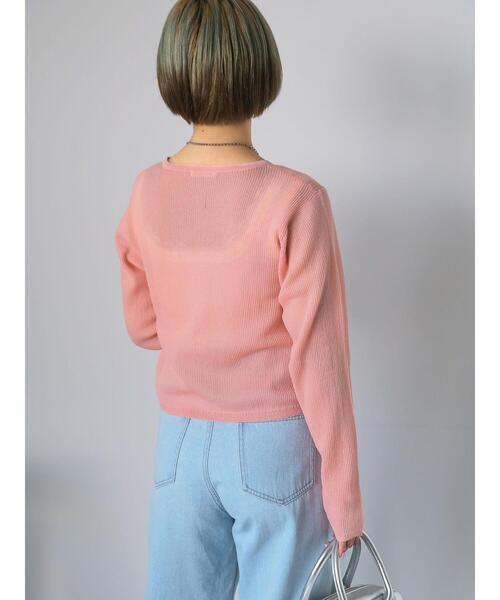 ehka sopo(エヘカソポ)の「ワンポイント刺繍リブカーディガン(カーディガン/ボレロ・レディース・ブルー/グレー/キナリ/ピンク・F)」の7枚目の写真