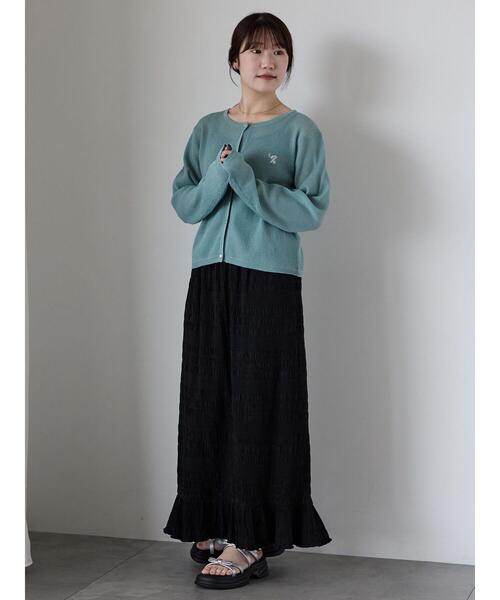 ehka sopo(エヘカソポ)の「ワンポイント刺繍リブカーディガン(カーディガン/ボレロ・レディース・ブルー/グレー/キナリ/ピンク・F)」の15枚目の写真