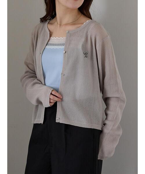 ehka sopo(エヘカソポ)の「ワンポイント刺繍リブカーディガン(カーディガン/ボレロ・レディース・ブルー/グレー/キナリ/ピンク・F)」の20枚目の写真
