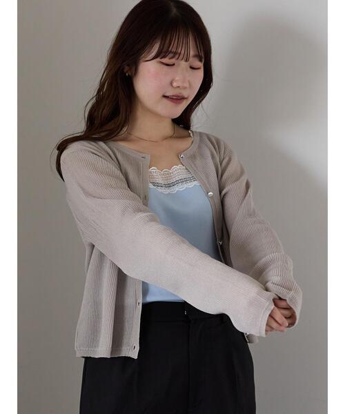 ehka sopo(エヘカソポ)の「ワンポイント刺繍リブカーディガン(カーディガン/ボレロ・レディース・ブルー/グレー/キナリ/ピンク・F)」の22枚目の写真