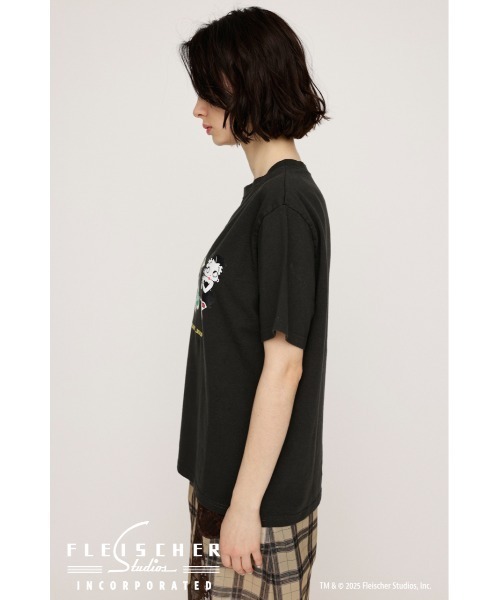 BETTY BOOP(ベティ・ブープ)の「Betty Boop x SLY EYELET T/SH ベティブープ スライ アイレット Tシャツ 夏服 半袖 キャラクター(Tシャツ/カットソー・レディース・ライトブラック/杢グレー・FREE)」の5枚目の写真