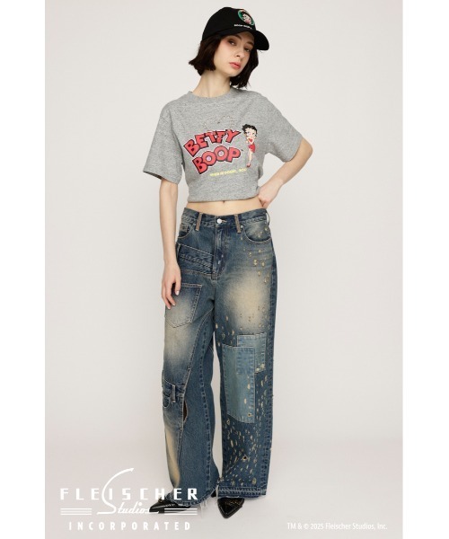 BETTY BOOP(ベティ・ブープ)の「Betty Boop x SLY EYELET T/SH ベティブープ スライ アイレット Tシャツ 夏服 半袖 キャラクター(Tシャツ/カットソー・レディース・ライトブラック/杢グレー・FREE)」の11枚目の写真