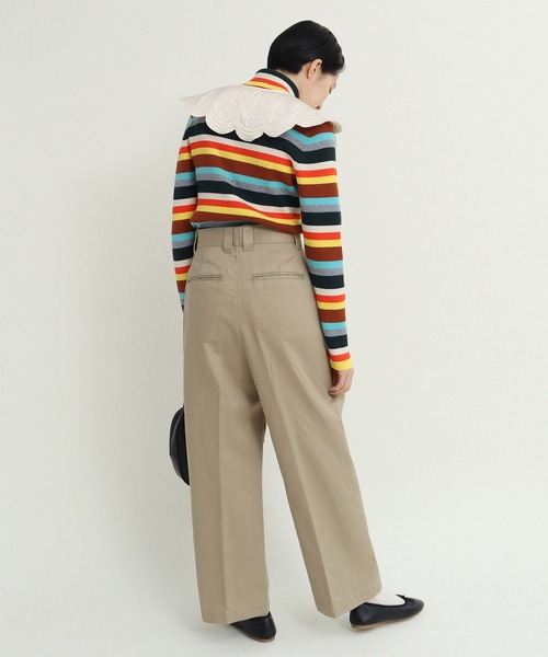 Dot＆Stripes CHILD WOMAN（ドットアンドストライプス　チャイルドウーマン）の「サテンキルトカットワーク 付け襟（付け襟・レディース・アイボリー/カーキ・FREE）」の6枚目の写真