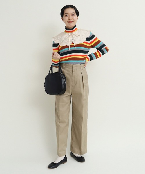 Dot＆Stripes CHILD WOMAN（ドットアンドストライプス　チャイルドウーマン）の「サテンキルトカットワーク 付け襟（付け襟・レディース・アイボリー/カーキ・FREE）」の5枚目の写真