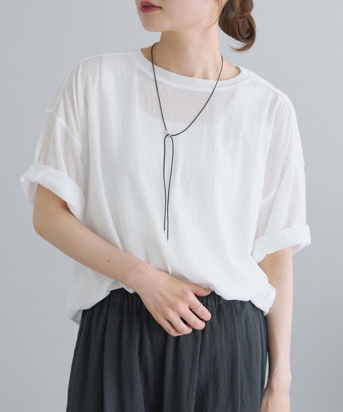 tシャツ コットンナイロンシアーオーバーTシャツ レディース セール】コットンナイロンシアーオーバーTシャツ（Tシャツ