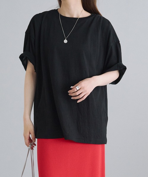 tシャツ コットンナイロンシアーオーバーTシャツ レディース セール】コットンナイロンシアーオーバーTシャツ（Tシャツ
