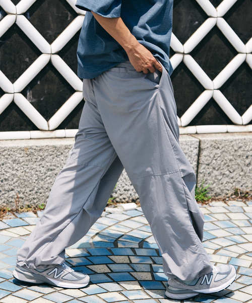 Russeluno WIND / リップストップ サイドライン パンツグレー SALE[Loopa] サイドライン ワークアウト パンツ side line jersey