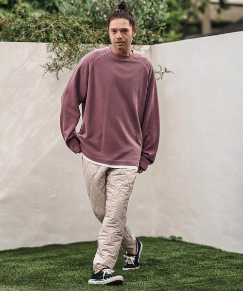 CAMBIO(カンビオ)の「mlt5284- Pigment Waffle Raglan Sleeve Cut sew カットソー(Tシャツ/カットソー・メンズ・ブラック/グレイッシュベージュ/ワイン・S/M/L)」の8枚目の写真