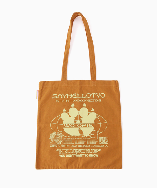 WISM(ウィズム)の「Woofietokyo / ウーフィトウキョウ BUGBAGBAGS SAYHELLO Tote-Bag(トートバッグ・メンズ・アイボリー/チョコ・FREE)」の2枚目の写真