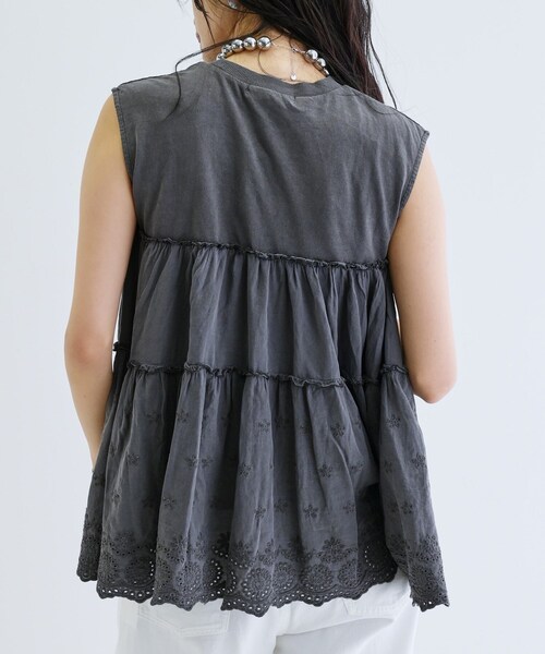 GALLEST（ギャレスト）の「ピグメントダイノースリーブカットソー（Tシャツ/カットソー・レディース・ナチュラル/チャコールグレー/グリーン系・38）」の7枚目の写真