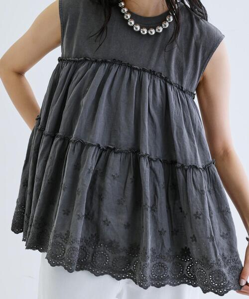 GALLEST（ギャレスト）の「ピグメントダイノースリーブカットソー（Tシャツ/カットソー・レディース・ナチュラル/チャコールグレー/グリーン系・38）」の10枚目の写真