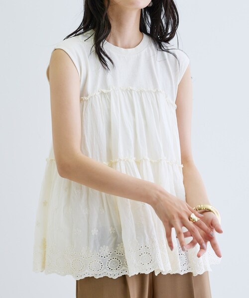 GALLEST（ギャレスト）の「ピグメントダイノースリーブカットソー（Tシャツ/カットソー・レディース・ナチュラル/チャコールグレー/グリーン系・38）」の14枚目の写真